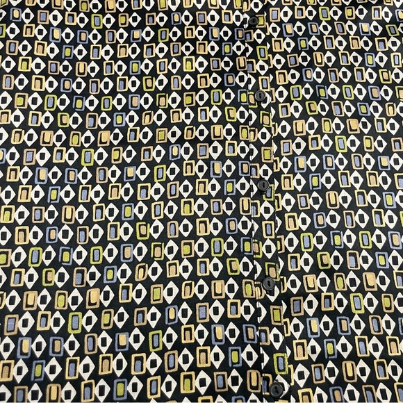 Express 100% Silk Blouse Women’s Medium Geometric Print Button Down Long Sleeve - Picture 6 of 11